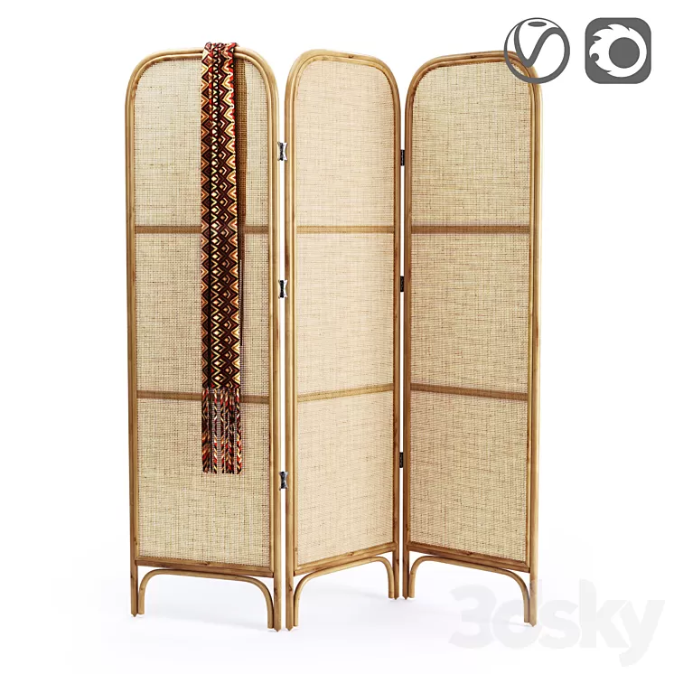 Rattan and wicker screen Masaya 3D Model