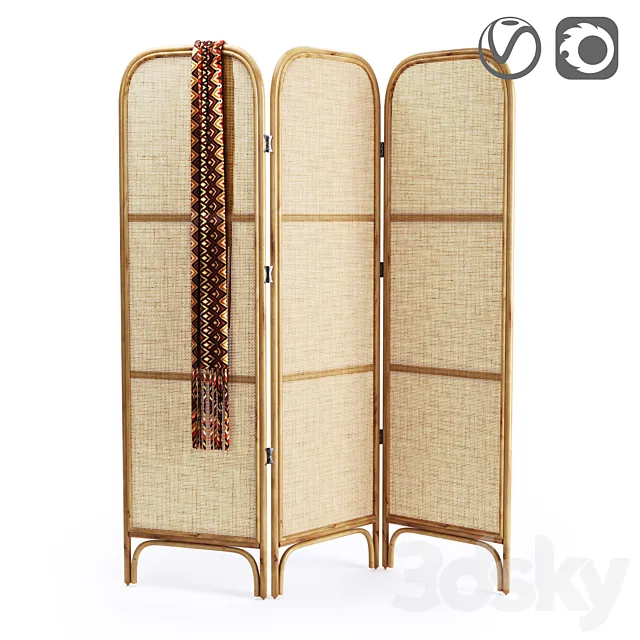 Rattan and wicker screen. Masaya 3DModel