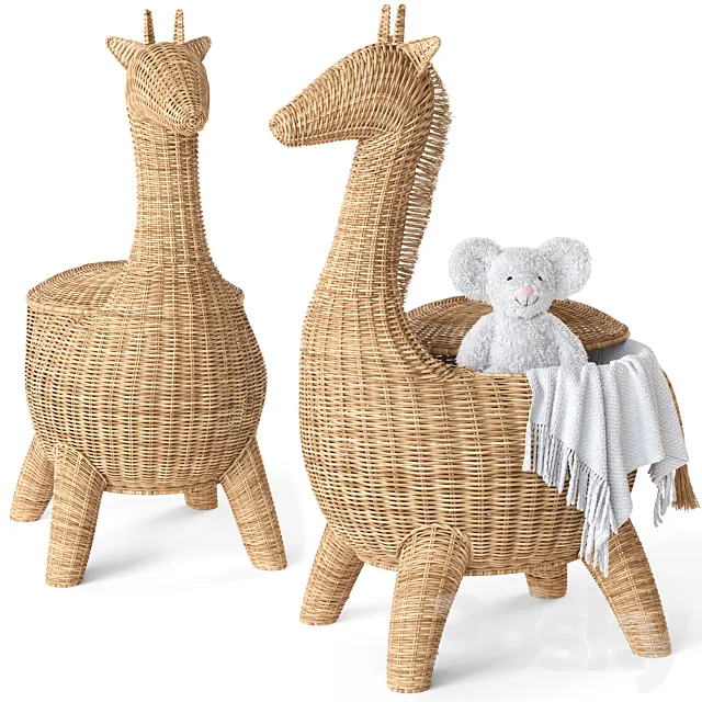 RATTAN ANIMAL BASKET GIRAFFE Restoration Hardware 3D Model
