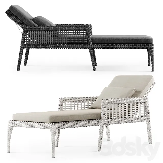 Rattan chaise lounge DR50 _ Rattan lounger 3D Model