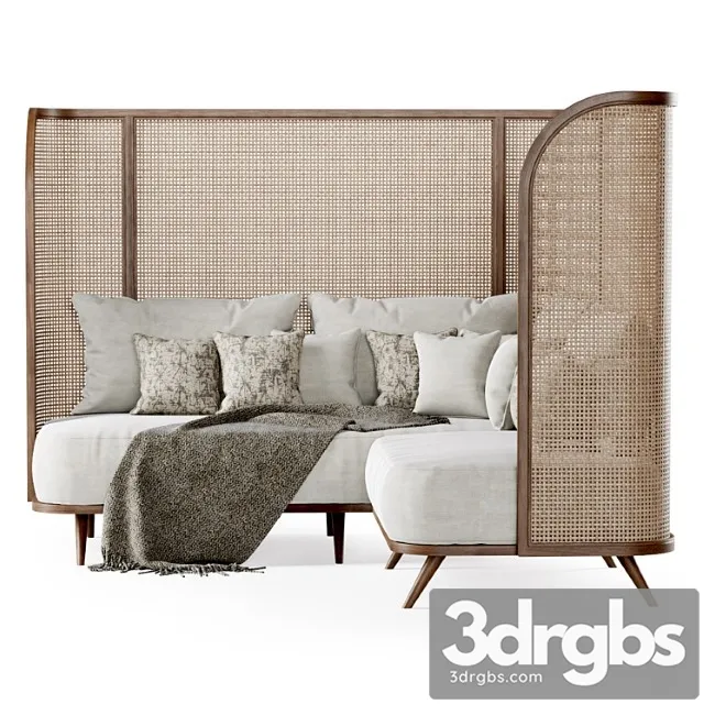 rattan corner sofa 3D Model Free