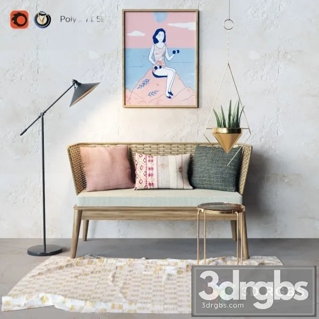 Rattan Decorative Seater 3D Model Free