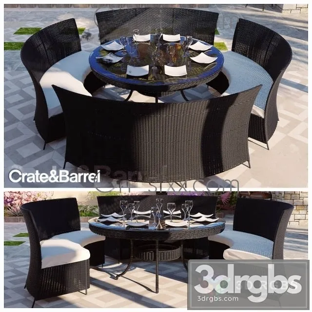 Rattan Dining Table 3D Model Free