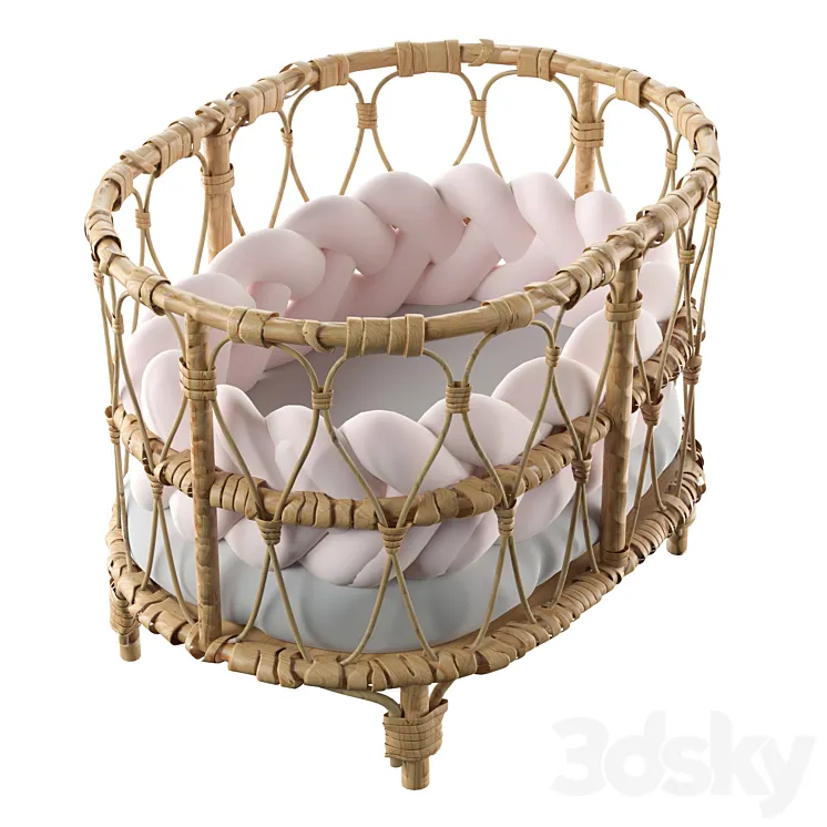 Rattan doll bed 3D Model Free