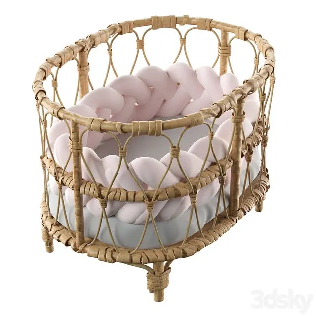 Rattan doll bed 3D Model