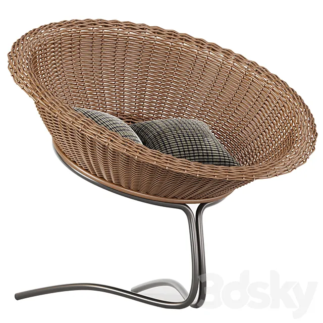 Rattan Easy Chair by Rohe Noordwolde 3D Model