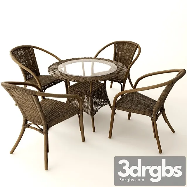 Rattan furniture 2 3D Model Free