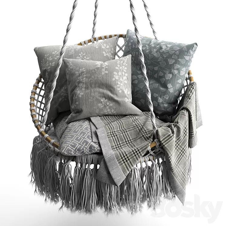 Rattan hammock SPELL Macrame 3D Model