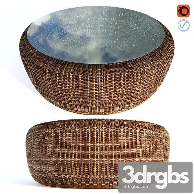 Rattan Kiwi Table 3D Model Free