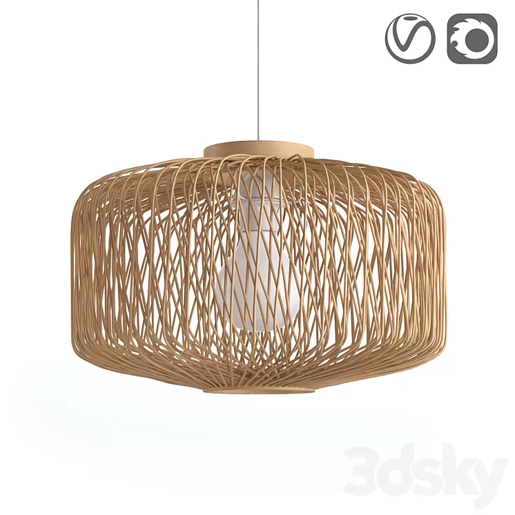 Rattan lamp non electrified Yaku 3D Model