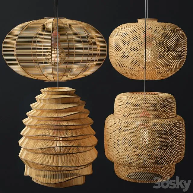 Rattan Lighting Set 7 3D Model
