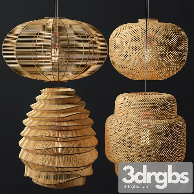 Rattan Lighting Set 7 3D Model Free