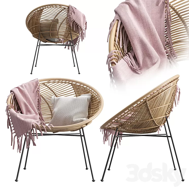 Rattan Lounge Chair HK-Living 3D Model