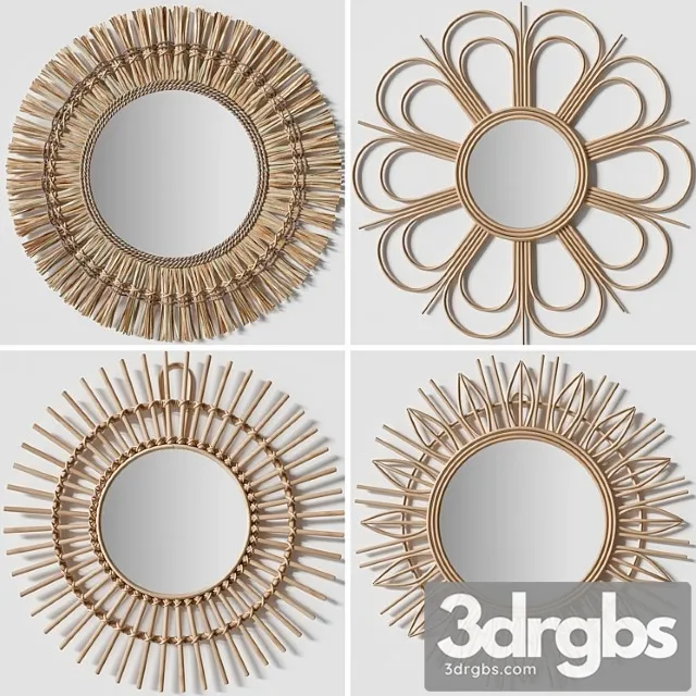 Rattan mirrors 3D Model Free