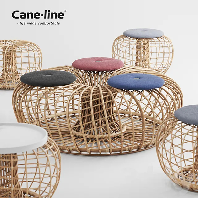 Rattan Nest - Table Bench Pouf & Footstool 3D Model