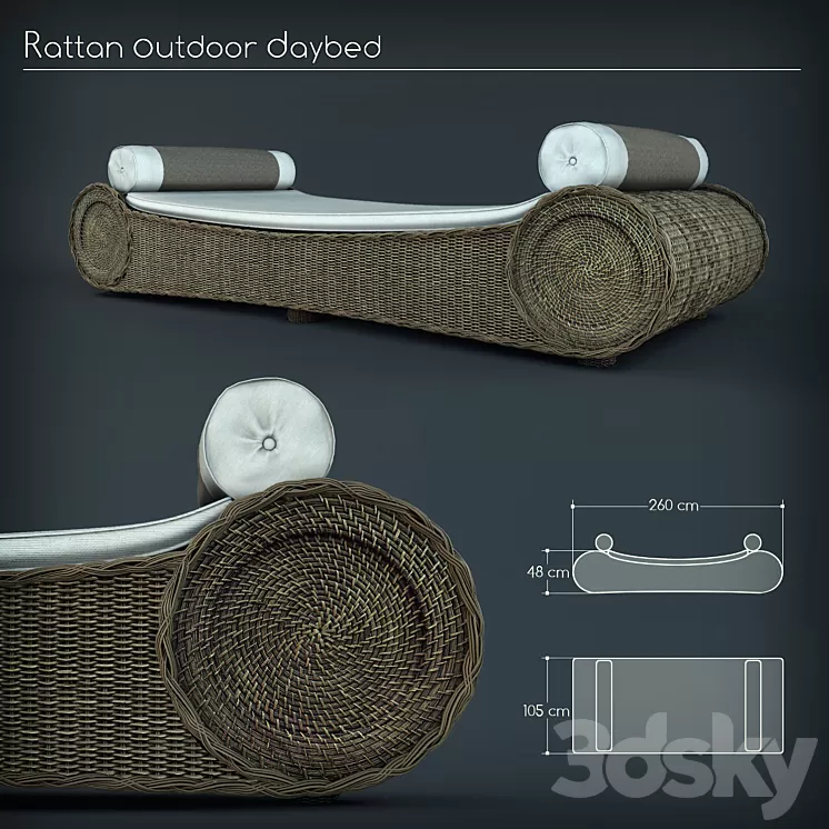 RATTAN OUTDOOR DAYBED 3D Model