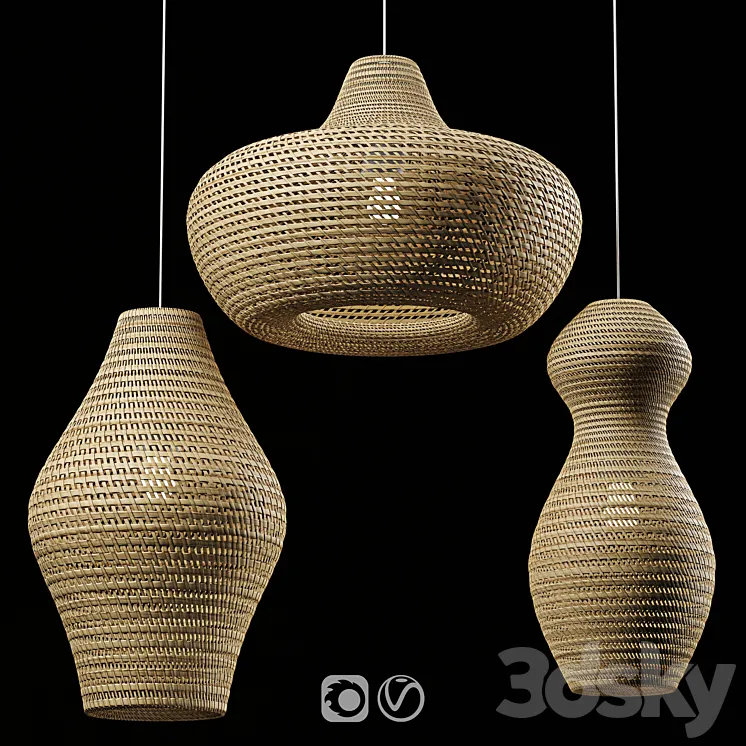 Rattan Pendant Light 02 3D Model Free