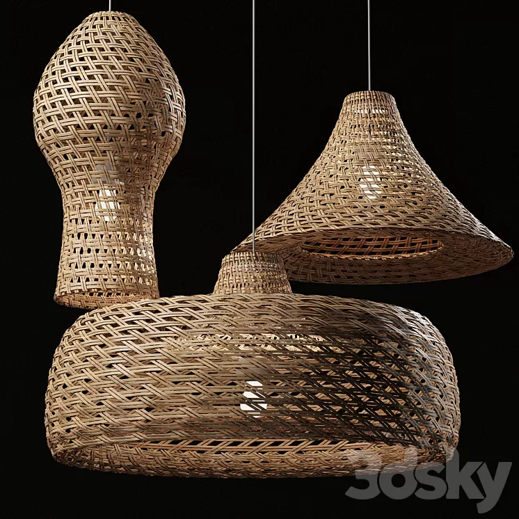 Rattan Pendant Light 07 3D Model Free