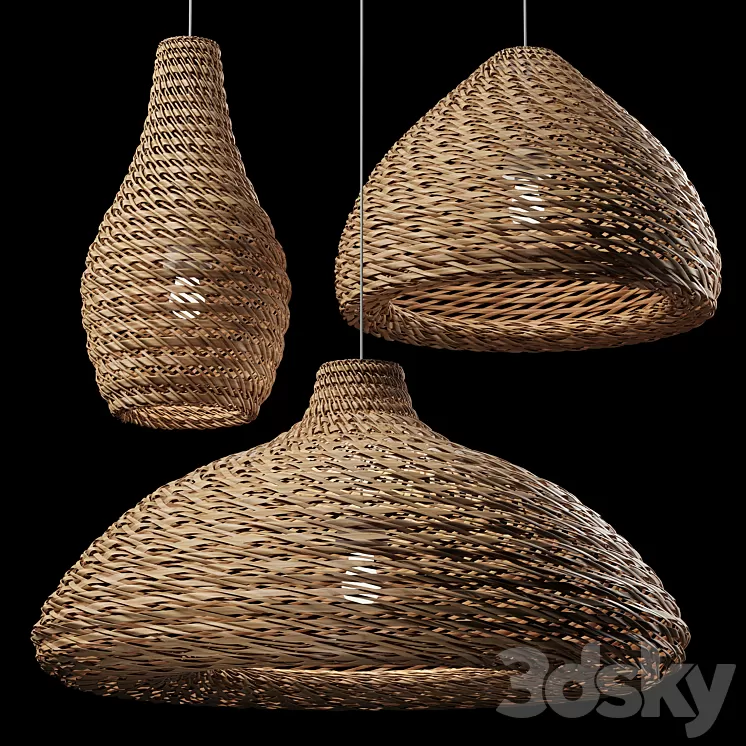 Rattan Pendant Light 08 3D Model Free