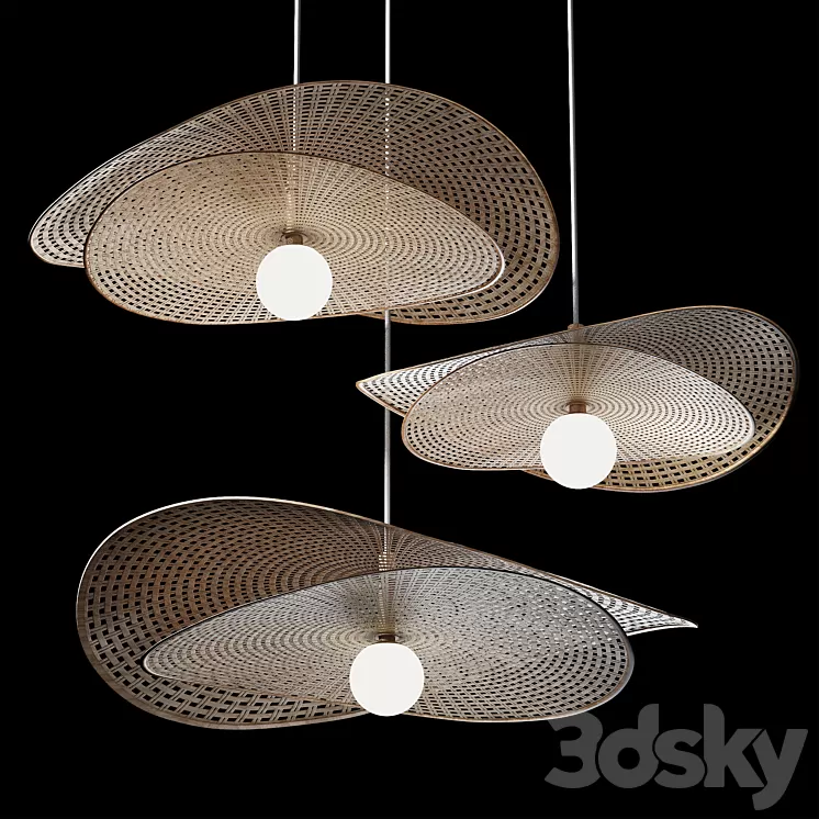 Rattan pendant Light 10 3D Model Free