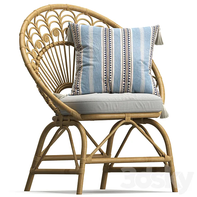 Rattan Vintage Armchair Peacock 3DModel