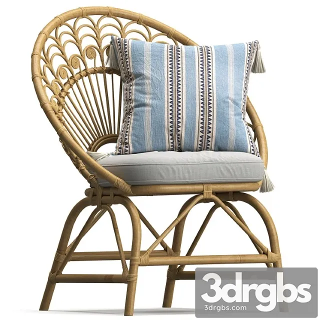 Rattan vintage armchair peacock