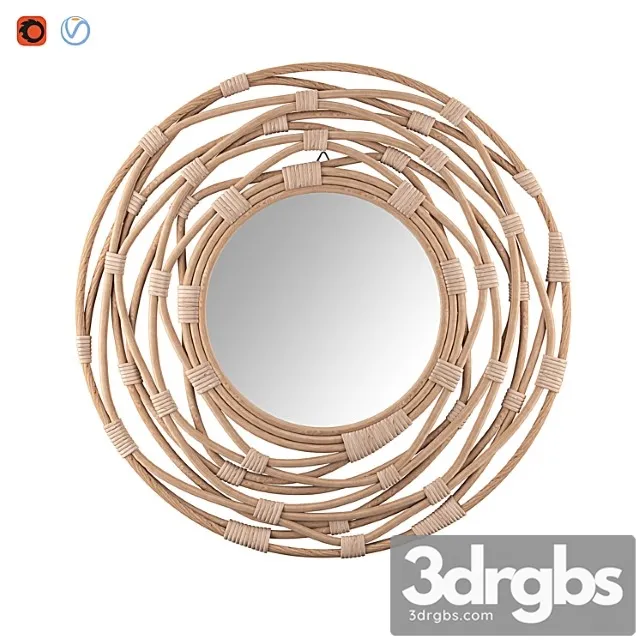 Rattan wall mirror 3D Model Free