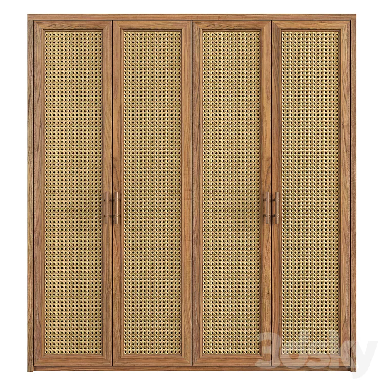 Rattan Wardrobe 3D Model Free