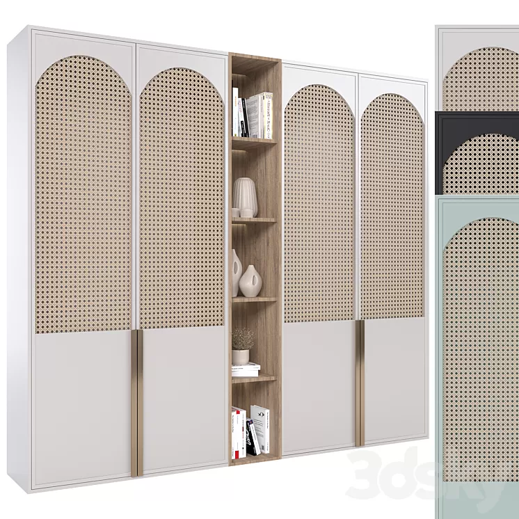 Rattan wardrobe furniture 02 3D Model Free
