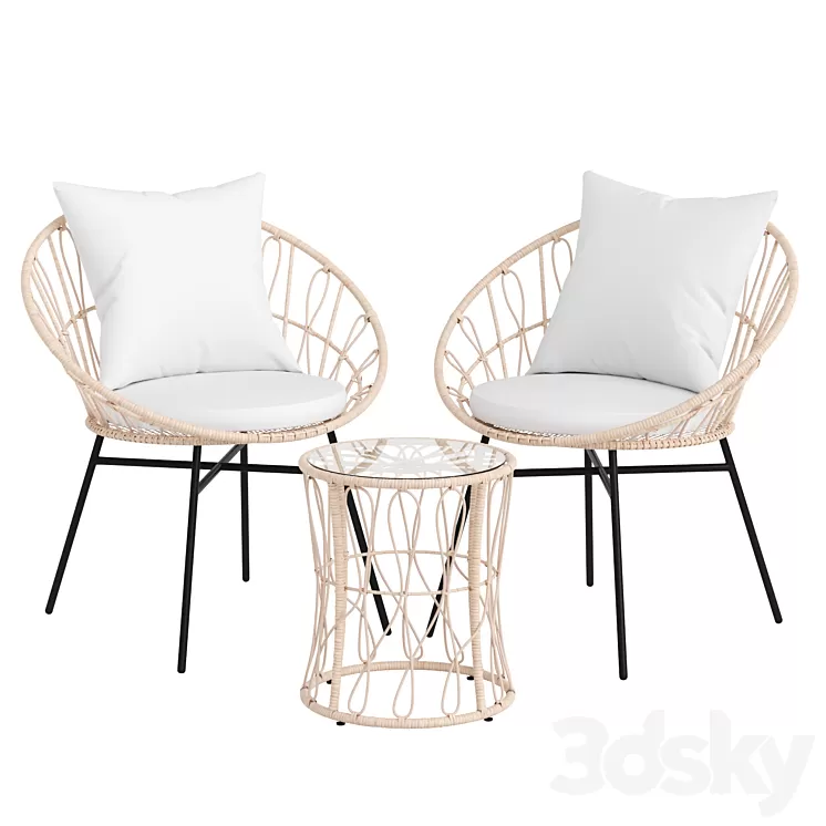 Rattan Wicker Patio Garden Furniture Set 3D Model Free