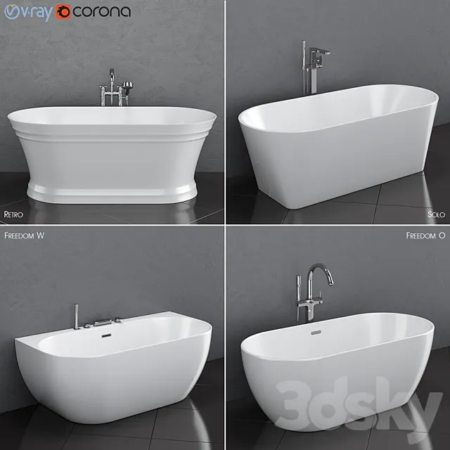 Ravak set 35 freestanding bathtub set (Solo. Retro. Freedom W. Freedom O) 3DModel