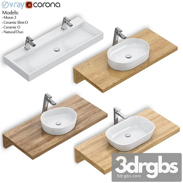 Ravak Set 61 Washbasin Set Moon 3 Ceramic Slim O Ceramic O Natural Duo 3D Model Free