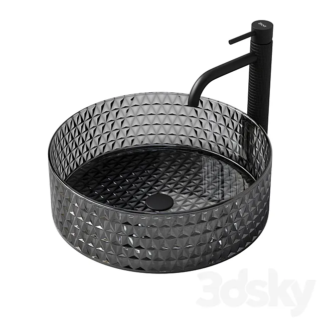 REA Cristal black washbasin with Gusto One tap 3D Model