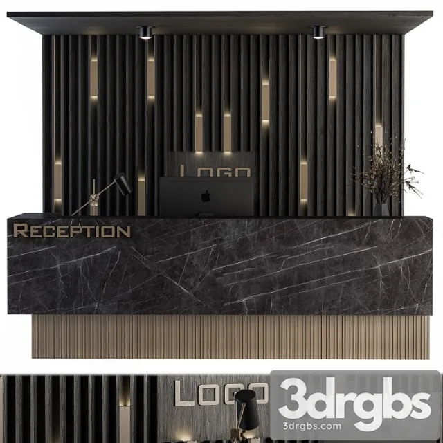 Reception Desk and Wall Decor Set 04 3D Model Download