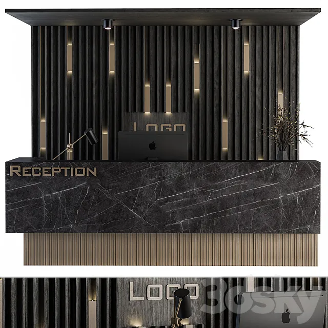 Reception Desk and Wall Decor – Set 04 3D Model