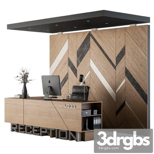 Reception Desk and Wall Decor Set 06 3D Model Free