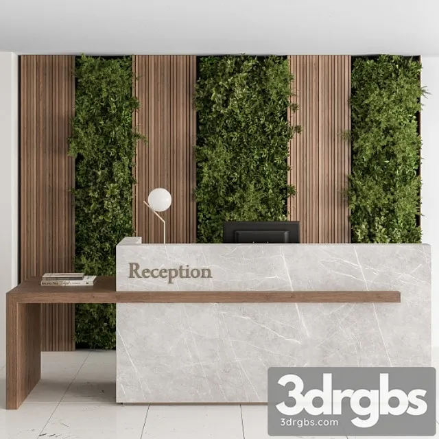Reception Desk and Wall Decor With Vertical Garden Office Set 238 3D Model Free