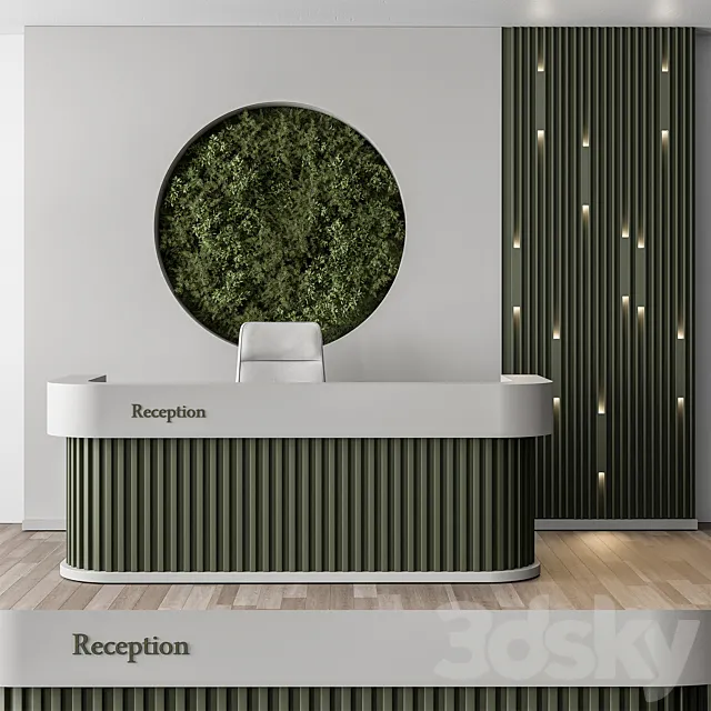 Reception Desk and Wall Decor with vertical Garden - Office Set 312 3DModel