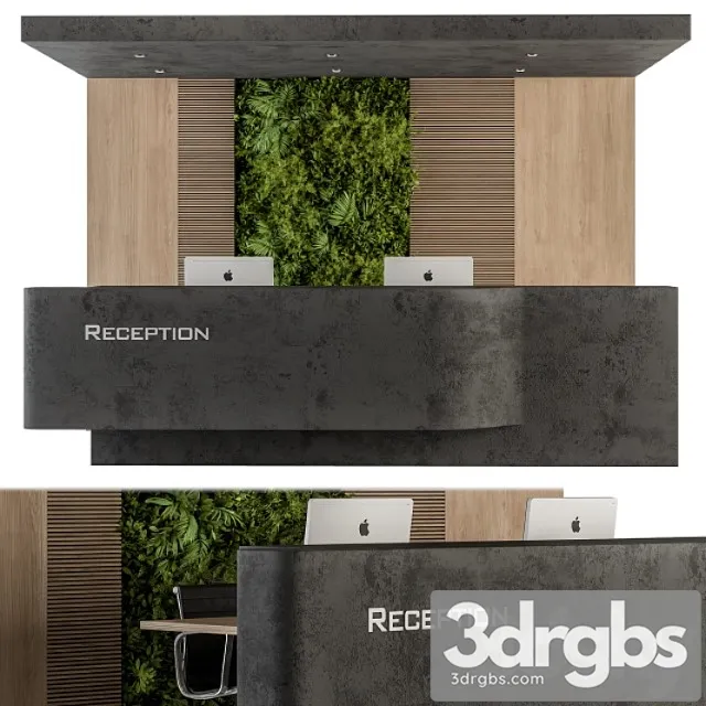 Reception desk and wall decoration - set 07 2 3D Model Free