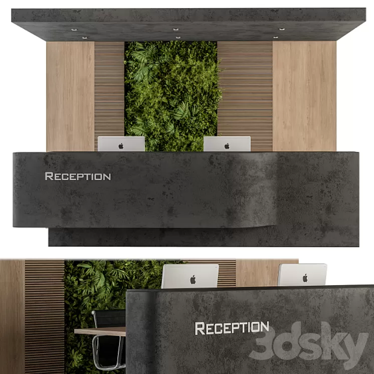 Reception Desk and Wall Decoration - Set 07
