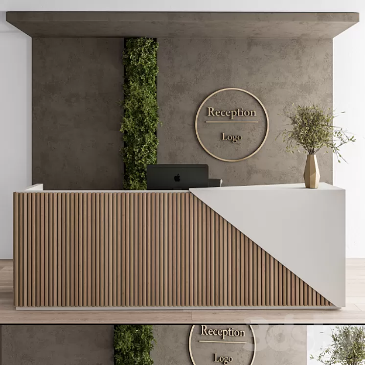 Reception Desk and Wall Decoration – Set 08 3D Model