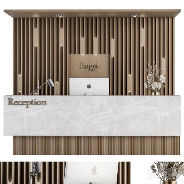 Reception Desk and Wall Decoration – Set 10 3D Model