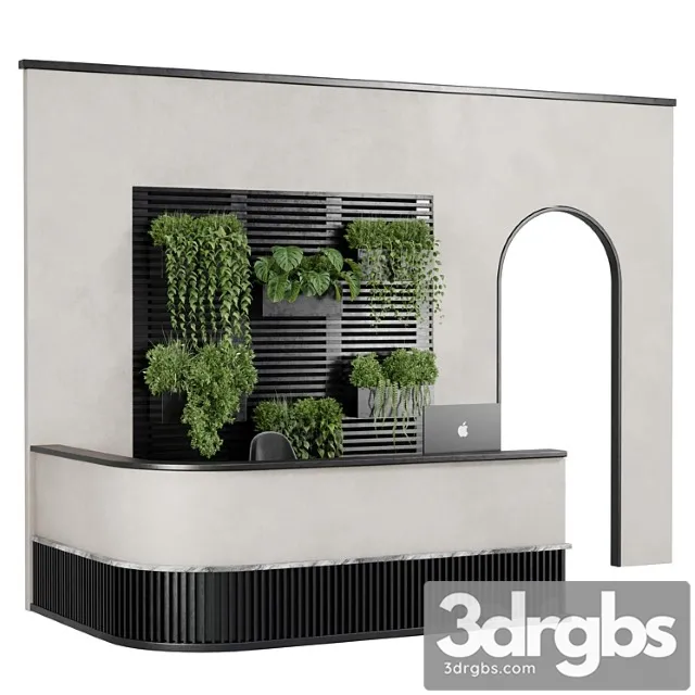Reception Desk And Wall Plant Office Furniture 10 3D Model Free