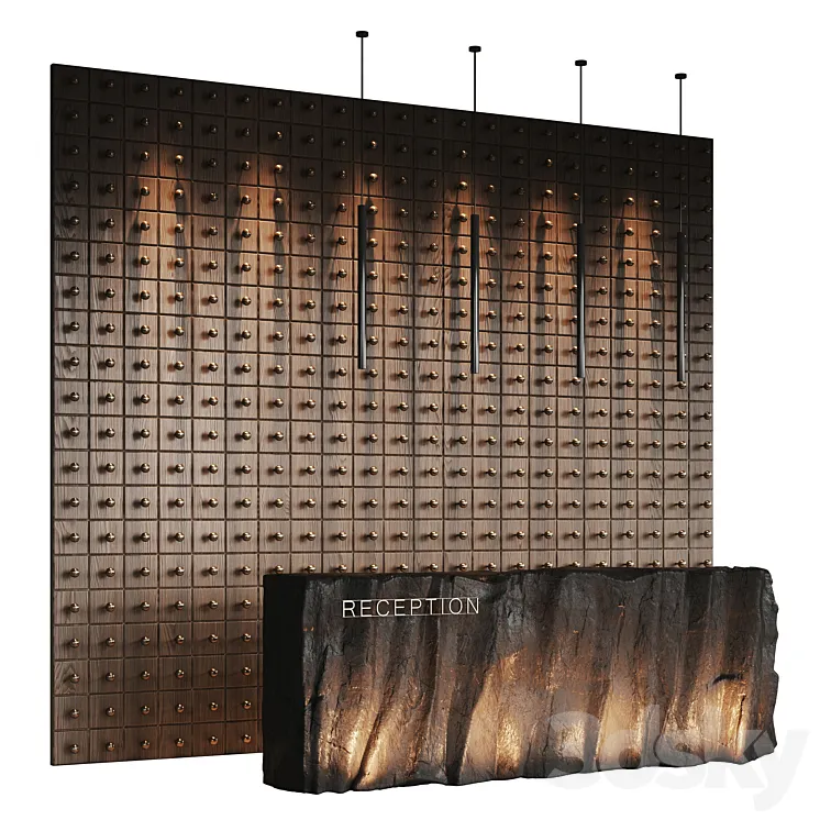 Reception desk natural rock 2 3D Model Free