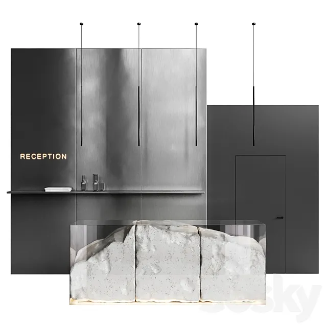 Reception desk natural rock 3 3D Model