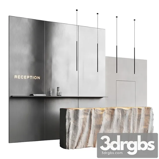 Reception Desk Natural Rock 3D Model Free