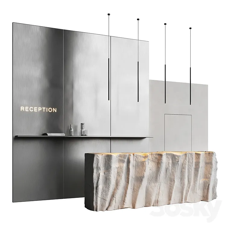 Reception desk natural rock 3D Model Free