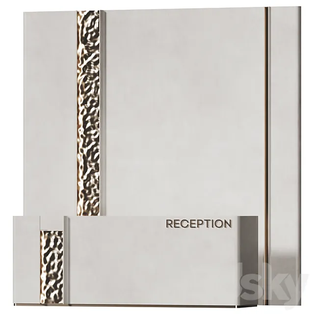 Reception desk with gold metal panels | AV 076 Free Download