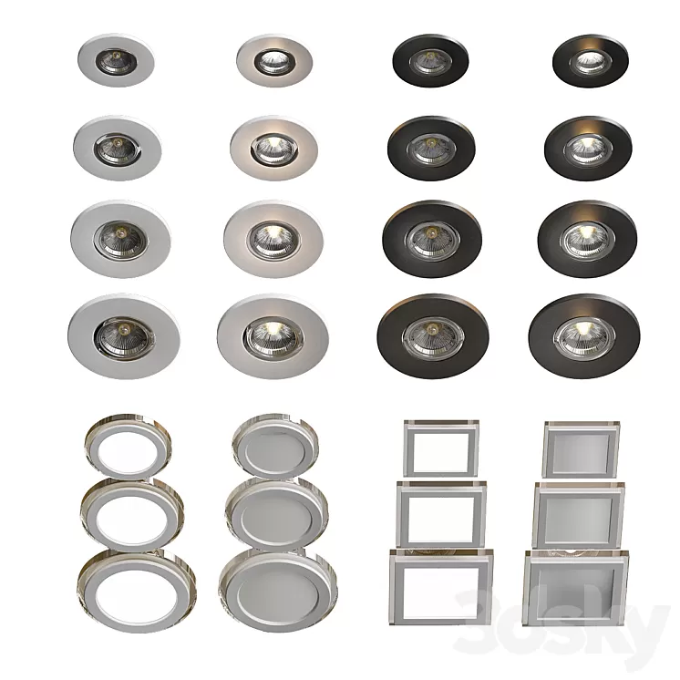 Recessed luminaires delta light 4 kinds 3D Model