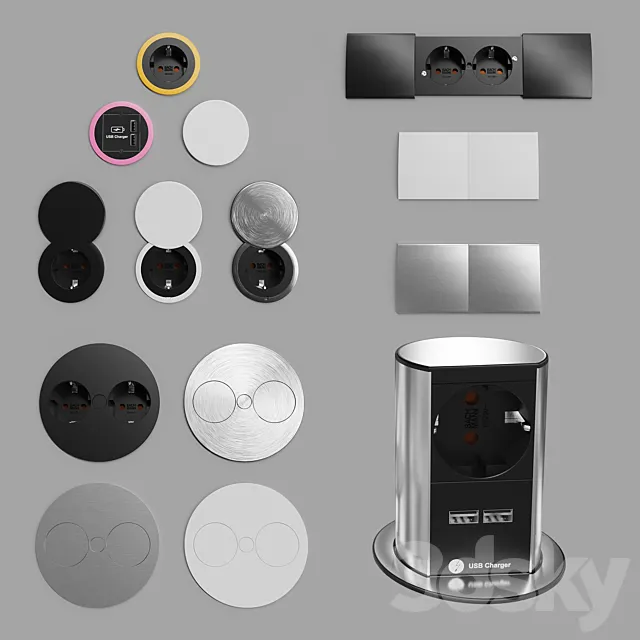 Recessed sockets Bachmann 3D Model
